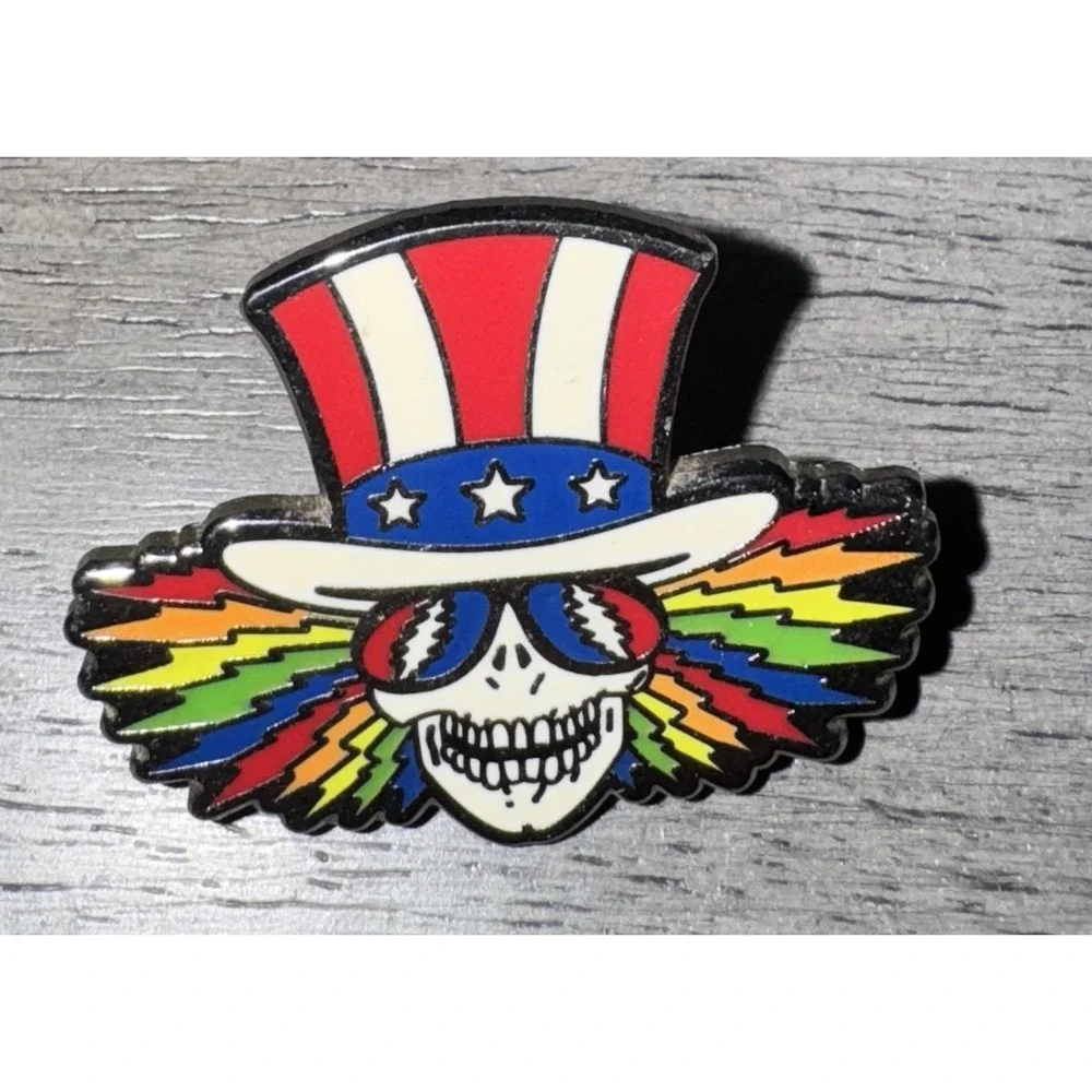 Steal Your Face Uncle Sam Skull Hat Pin Grateful Dead Rainbow Enamel Pin